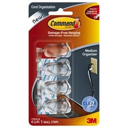 Cord Organizers With Adhesive Strips, Clear, Medium, 4 Clips 5 Strips Hot on Sale