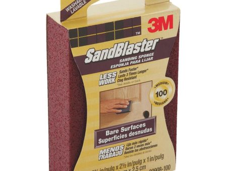 3M SandBlaster Bare Surfaces 2-1 2 In. x 3-3 4 In. x 1 In. 100 Grit Medium Sanding Sponge Cheap