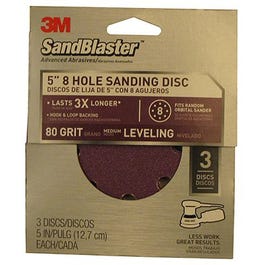 3-Pack Sandblaster 5-Inch 8-Hole 80-Grit Sanding Disc Online