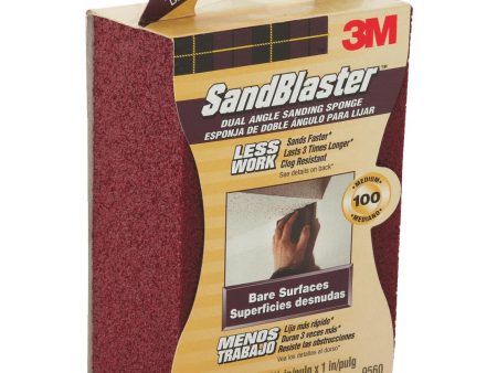 3M SandBlaster Dual Angle 2-1 2 In. x 4-1 2 In. x 1 In. 100 Grit Medium Sanding Sponge Supply