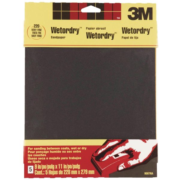 3M Wetordry 9 In. x 11 In. 220 Grit Very Fine Sandpaper (5-Pack) Online