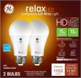 GE Lighting GE Relax HD Soft White 75W Replacement LED Indoor General Purpose A19 Light Bulbs (2-Pack) Online