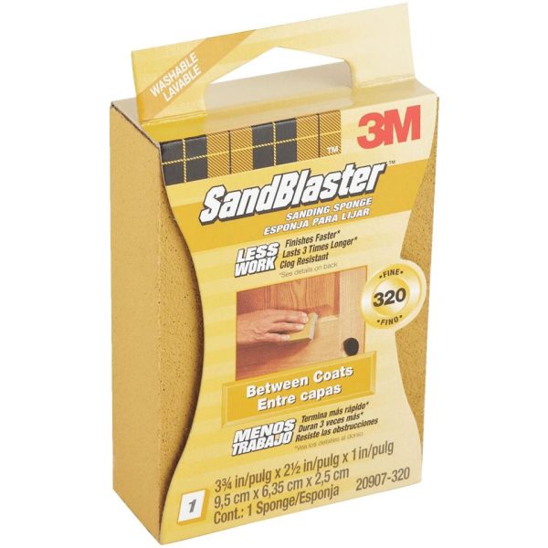 3M SandBlaster Between Coats 2-1 2 In. x 3-3 4 In. x 1 In. 320 Grit Fine Sanding Sponge Cheap