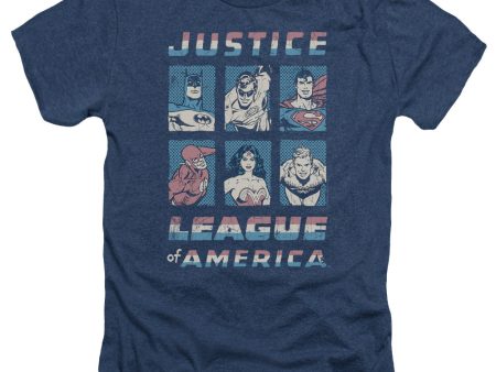 JUSTICE LEAGUE OF AMERICA : AMERICAN LEAGUE ADULT HEATHER Navy XL Discount