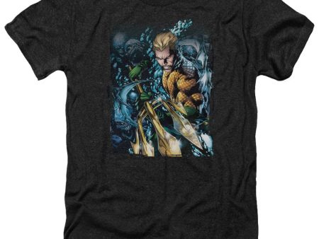 JUSTICE LEAGUE OF AMERICA : AQUAMAN #1 ADULT HEATHER BLACK XL For Sale