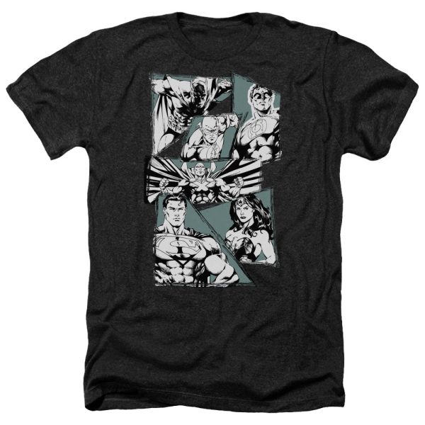 JUSTICE LEAGUE OF AMERICA : A MIGHTY LEAGUE ADULT HEATHER BLACK 3X Hot on Sale