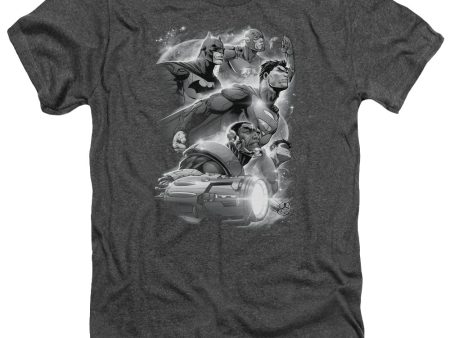 JUSTICE LEAGUE OF AMERICA : ATMOSPHERIC ADULT HEATHER CHARCOAL LG Cheap