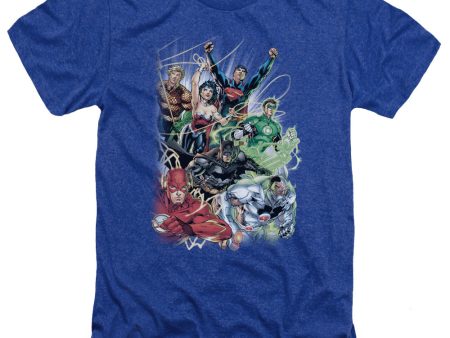 JUSTICE LEAGUE OF AMERICA : JUSTICE LEAGUE #1 ADULT HEATHER ROYAL BLUE XL For Cheap