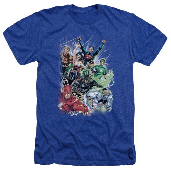 JUSTICE LEAGUE OF AMERICA : JUSTICE LEAGUE #1 ADULT HEATHER ROYAL BLUE XL For Cheap