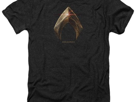 JUSTICE LEAGUE OF AMERICA : MOVIE : AQUAMAN LOGO ADULT HEATHER Black SM Hot on Sale