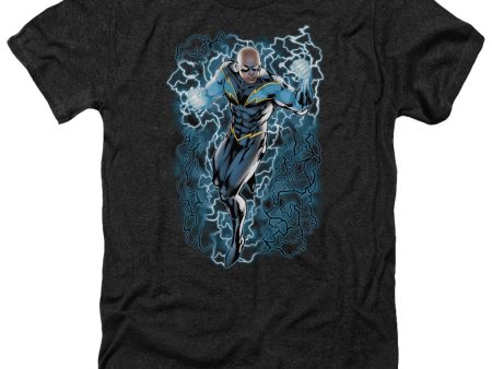 JUSTICE LEAGUE OF AMERICA : BLACK LIGHTNING BOLTS ADULT HEATHER BLACK 2X For Cheap