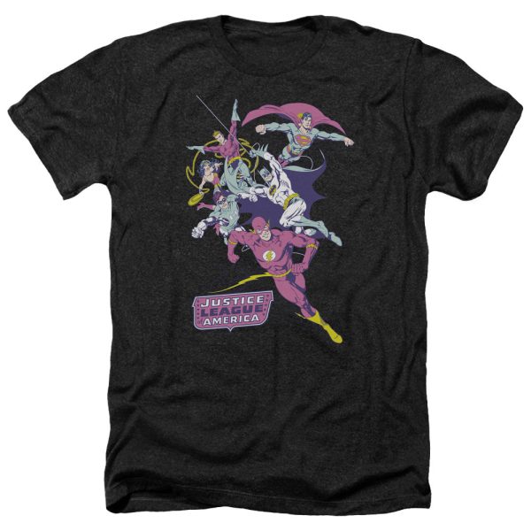 JUSTICE LEAGUE OF AMERICA : COLORFUL LEAGUE ADULT HEATHER BLACK LG For Sale