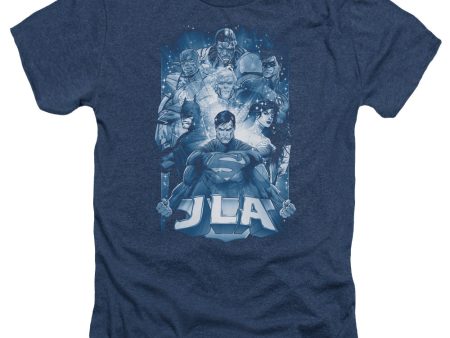 JUSTICE LEAGUE OF AMERICA : BURST ADULT HEATHER NAVY SM Supply