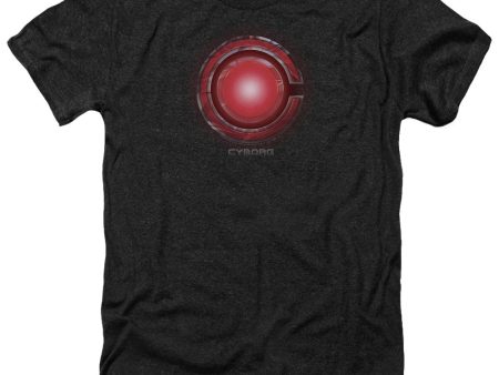 JUSTICE LEAGUE OF AMERICA : MOVIE : CYBORG LOGO ADULT HEATHER Black XL For Sale