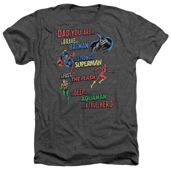 JUSTICE LEAGUE OF AMERICA : DAD HERO ADULT HEATHER Charcoal 3X Hot on Sale