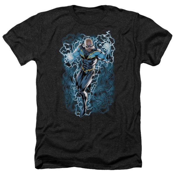 JUSTICE LEAGUE OF AMERICA : BLACK LIGHTNING BOLTS ADULT HEATHER BLACK SM Hot on Sale