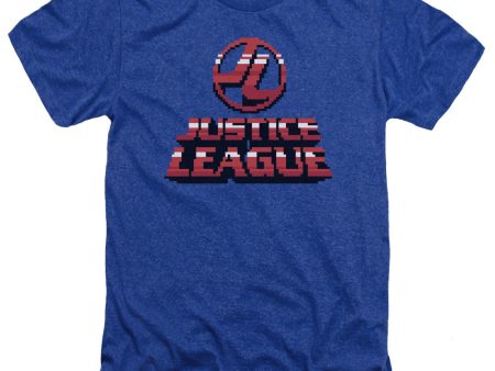 JUSTICE LEAGUE OF AMERICA : 8 BIT JLA ADULT HEATHER Royal Blue MD Hot on Sale