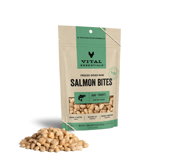 Vital Essentials Freeze Dried Raw Salmon Bites Dog Treats on Sale