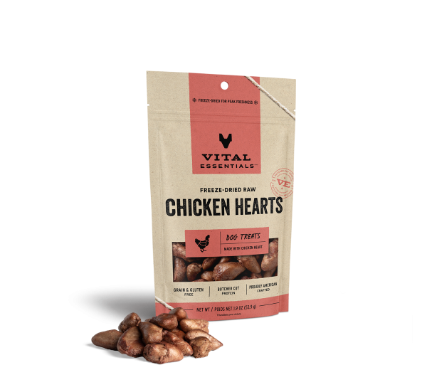 Vital Essentials Freeze Dried Raw Chicken Hearts Dog Treats on Sale