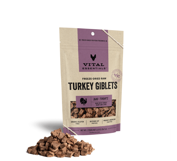 Vital Essentials Freeze Dried Raw Turkey Giblets Dog Treats Online