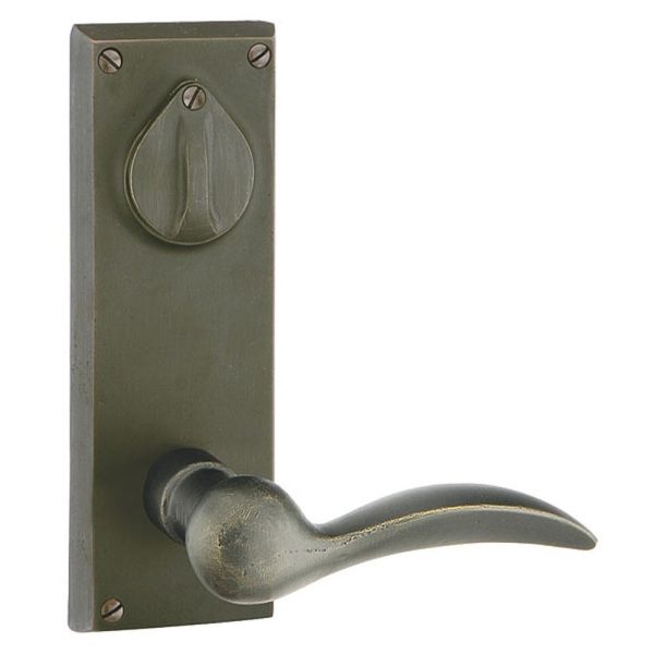 Emtek 7361BU Passage Double Keyed , Sideplate Locksets Rectangular 3-5 8  Center to Center Keyed , Butte Knob Fashion